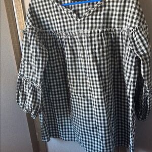 Zanzea Monochrome Checkered Blouse XXL
